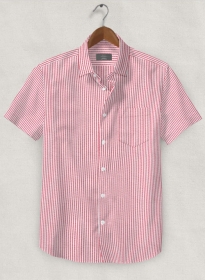 Italian Seersucker Pink Shirt - Half Sleeves
