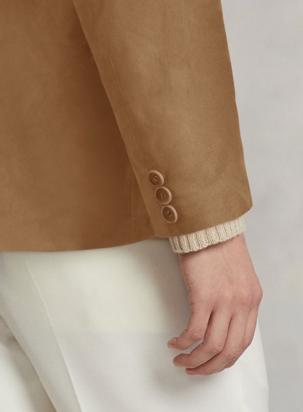 Saddle Brown Suede Leather Blazer