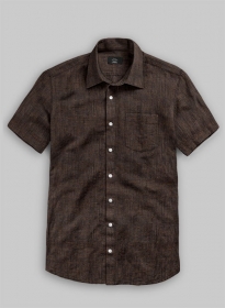 European Dark Brown Linen Shirt - Half Sleeves