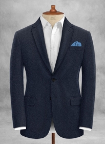 Italian Wide Herringbone Blue Tweed Jacket