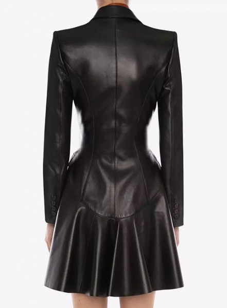 Turk Lapel Leather Trench Coat