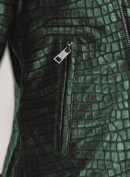 Croc Metallic Green Leather Jacket #511