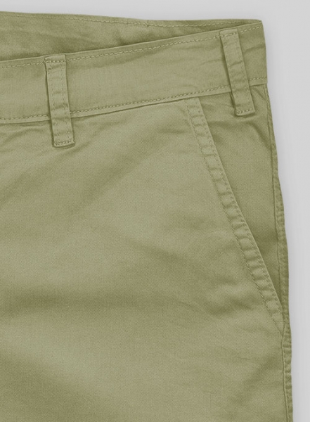 Army Green Stretch Summer Chino Shorts