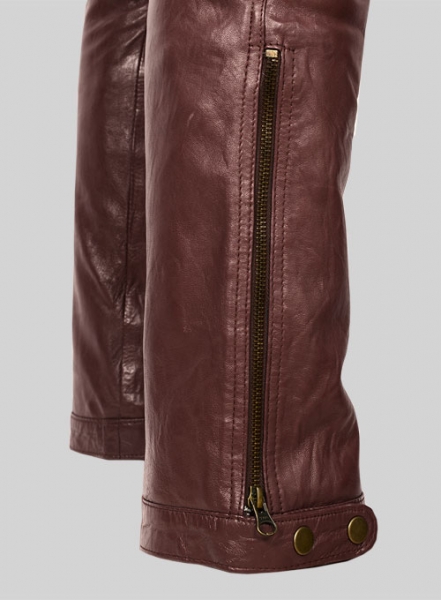 Soft Maroon Washed & Wax Belafonte Leather Pants