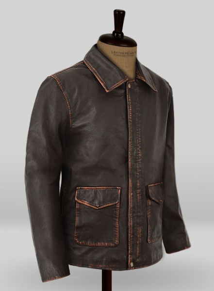 Rubbed Dark Brown Washed Indiana Jones Leather Jacket