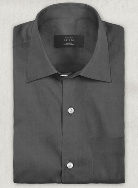 Ash Gray Stretch Twill Shirt - Half Sleeves