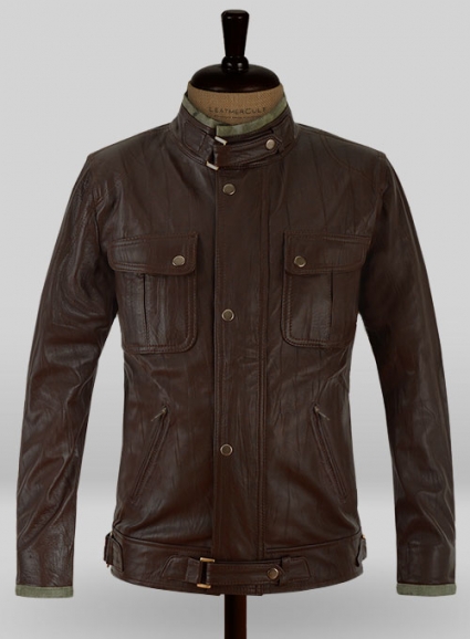 Wrinkled Brown Gerard Butler Leather Jacket #1