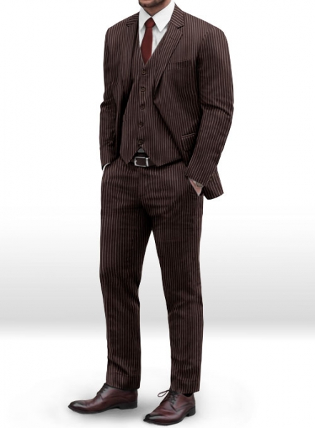 Napolean Brown Stripe Wool Suit
