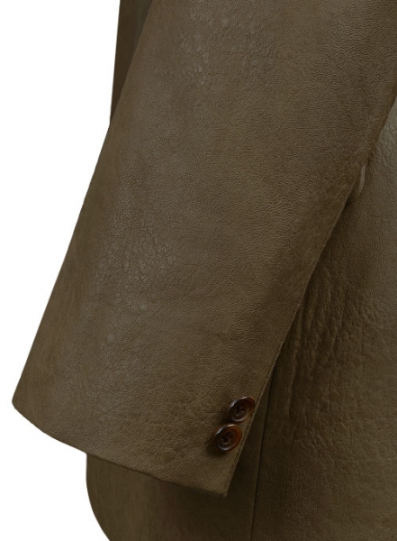 Classic Dark Olive Stretch Pleather Blazer