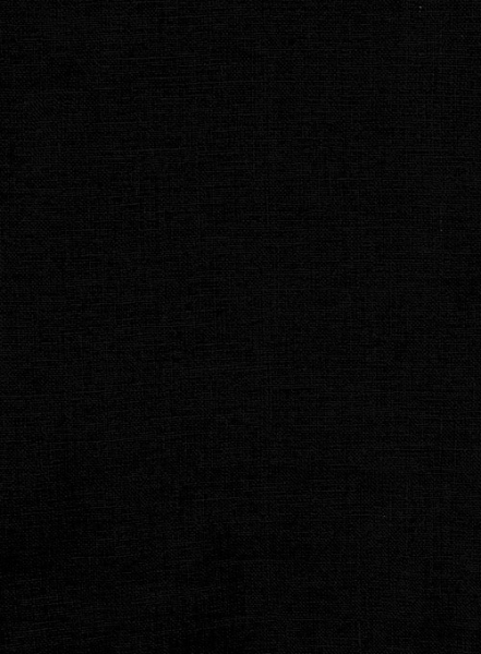 Safari Pure Black Linen Overshirt - Full Sleeves