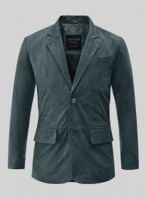 Blue Suede Leather Blazer