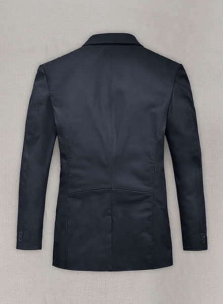 Soft Deep Blue Leather Blazer