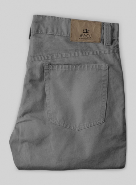 Gray Feather Cotton Canvas Stretch Jeans