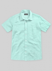 Washed Light Blue Cotton Linen Shirt