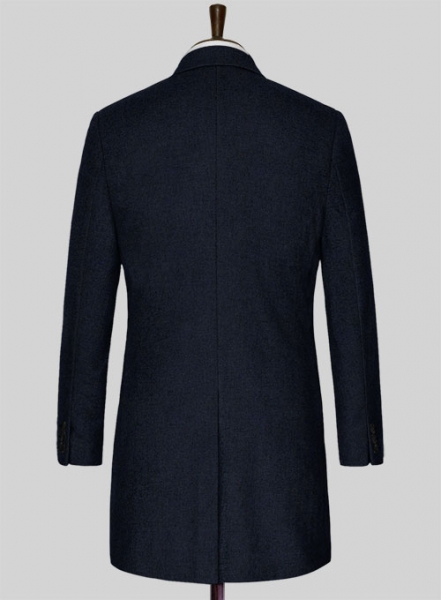 Light Weight Melange Dark Blue Tweed Overcoat