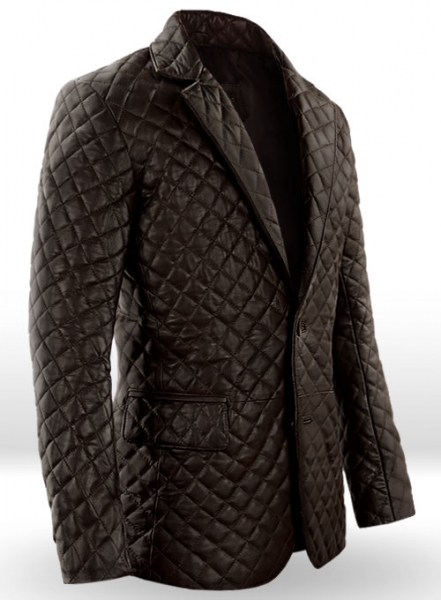 Dark Brown Bocelli Quilted Leather Blazer