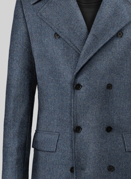 Vintage Herringbone Blue Tweed GQ Trench Coat