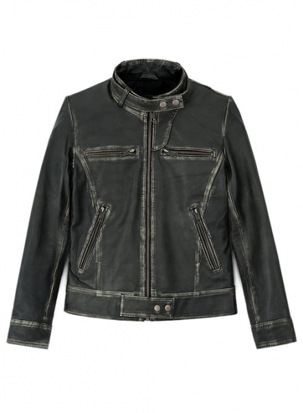 Rubbed Charcoal Leather Jacket # 217