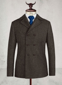 Dark Dapper Brown Tweed Pea Coat
