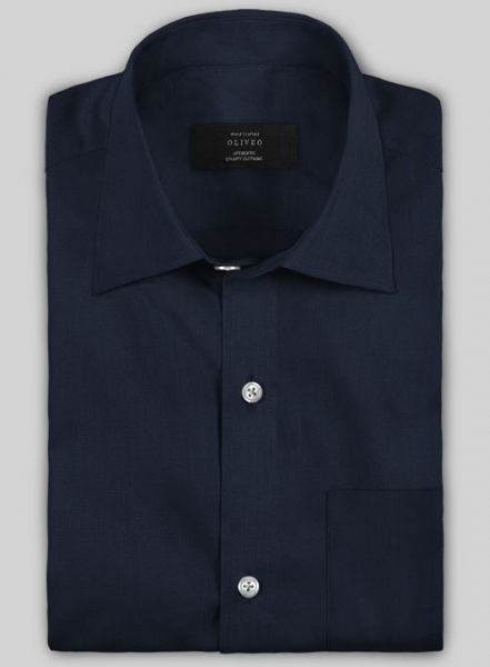 Navy Stretch Twill Shirt - Half Sleeves