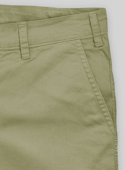 Army Green Stretch Summer Chino Shorts