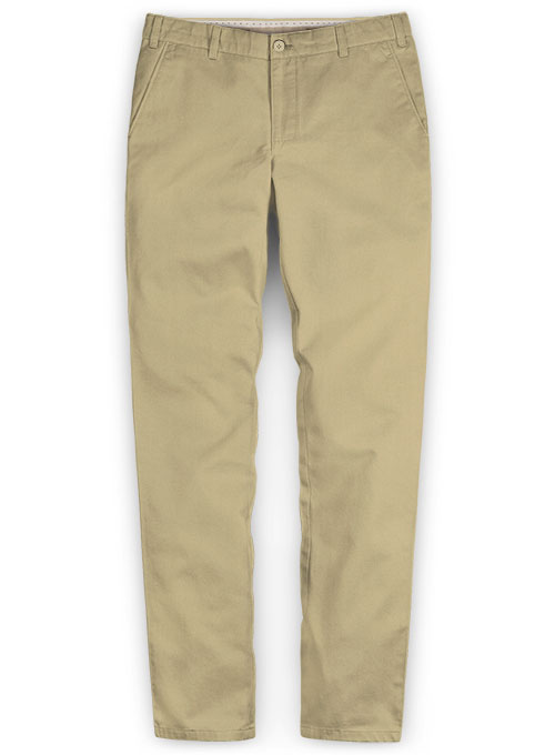 Beige Feather Cotton Canvas Stretch Chino Pants : Made To Measure ...