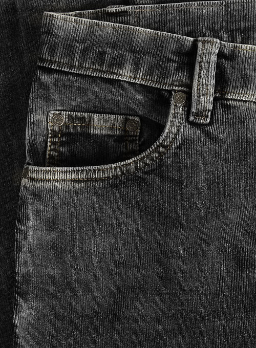 Slate Black Corduroy Stretch Jeans - Blast Wash Slate Black Corduroy Stretch Jeans - Blast Wash