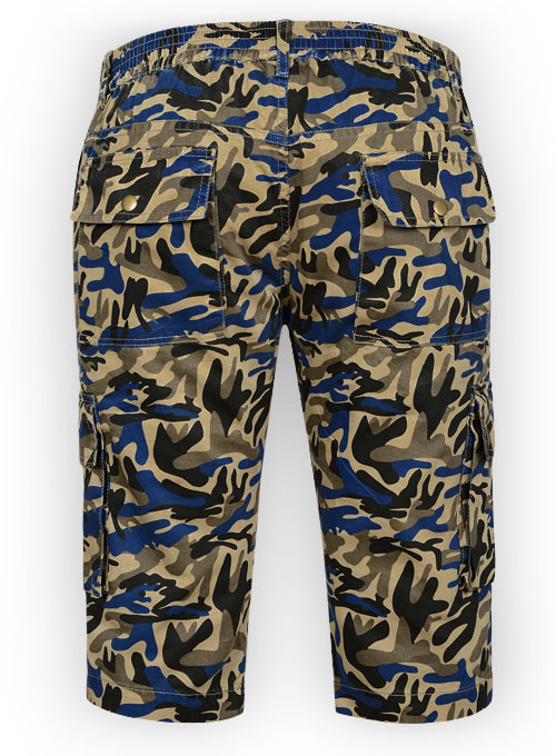 Blue Camo Cargo Shorts