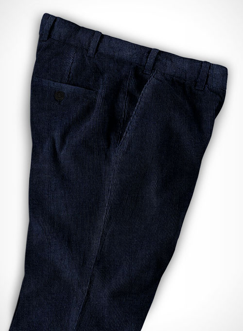 blue trousers with white stripe