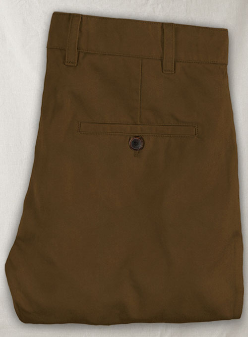 Brown Feather Cotton Canvas Stretch Chino Pants - Click Image to Close