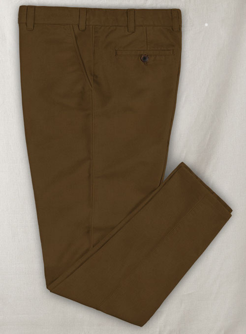 Brown Feather Cotton Canvas Stretch Chino Pants - Click Image to Close
