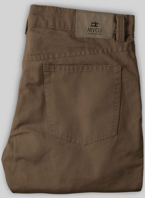 Brown Feather Cotton Canvas Stretch Jeans