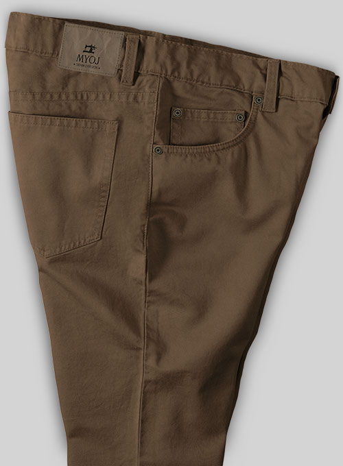 Brown Feather Cotton Canvas Stretch Jeans