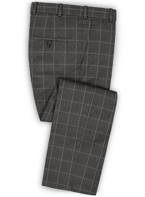 Charcoal Windowpane Flannel Wool Pants : Made To Measure Custom Jeans ...