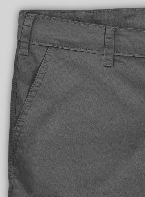 Dark Gray Stretch Chino Shorts - Click Image to Close