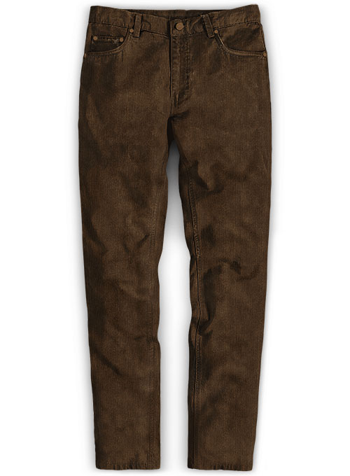 Dark Beige Stretch Corduroy Jeans - 21 Wales : Made To Measure Custom ...