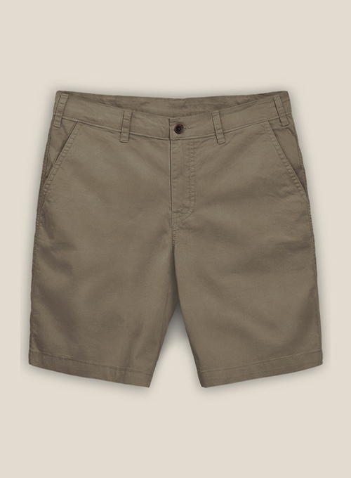 Earthy Brown Cotton Power Stretch Chino Shorts