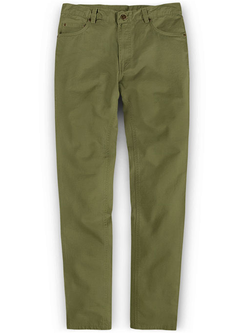 green stretch jeans