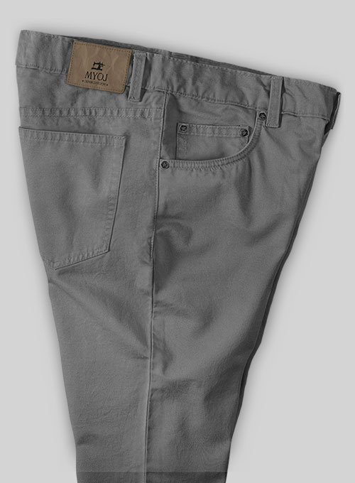 Gray Feather Cotton Canvas Stretch Jeans
