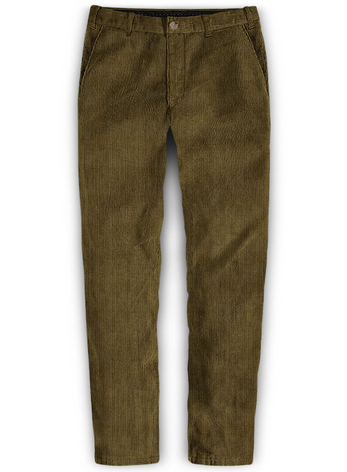 Italian Beige Thick Corduroy Trousers - 8 Wales