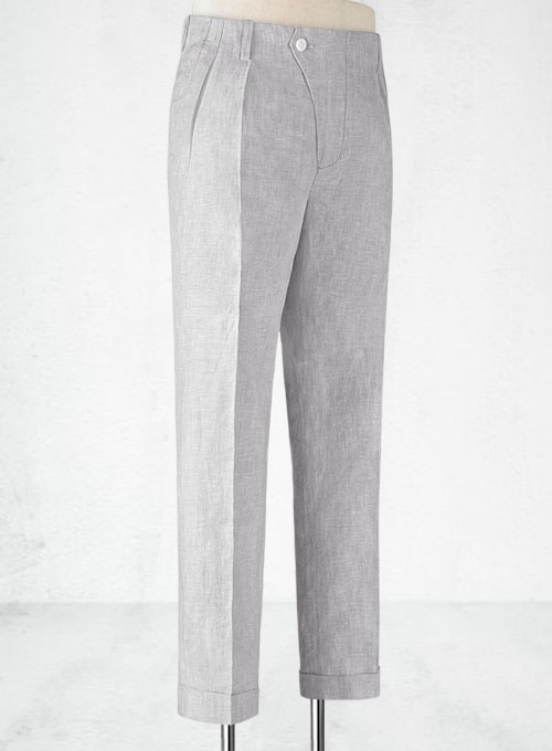 Italian Zod Light Gray Vintage Manny Linen Trousers