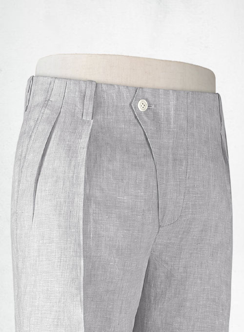 Italian Zod Light Gray Vintage Manny Linen Trousers
