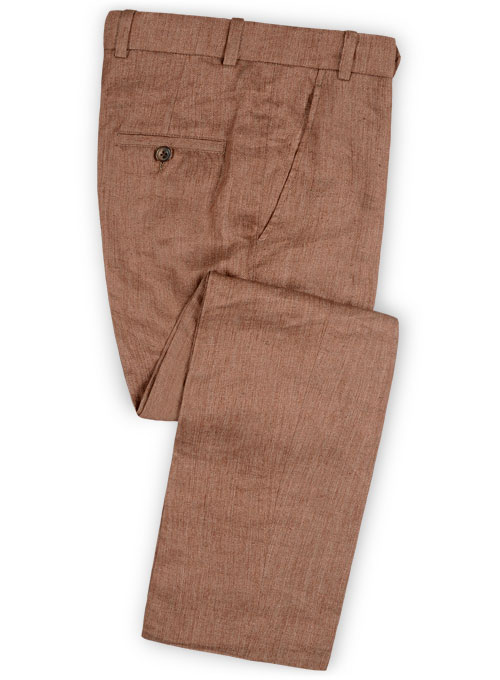 Italian Brown Twill Linen Pants Made To Measure Custom Jeans For Men