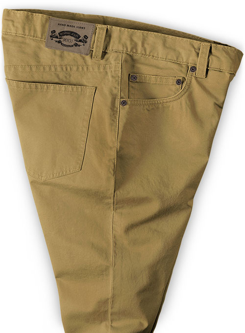 Khaki Feather Cotton Canvas Stretch Jeans - Click Image to Close