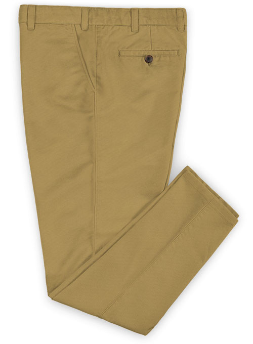 Khaki Feather Cotton Canvas Stretch Chino Pants - Click Image to Close