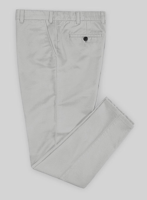 Light Gray Feather Cotton Canvas Stretch Chino Pants