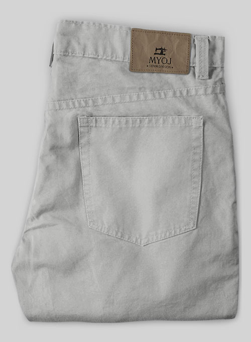 Light Gray Feather Cotton Canvas Stretch Jeans
