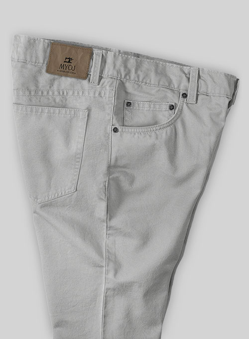 Light Gray Feather Cotton Canvas Stretch Jeans