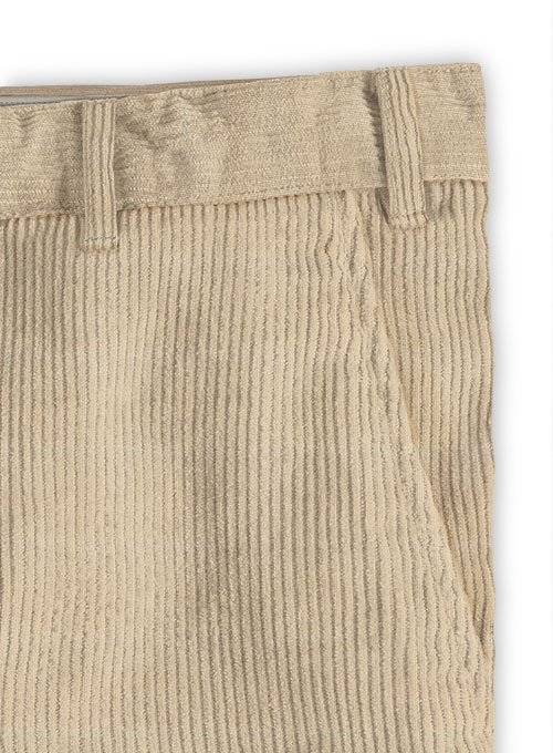 Light Beige Thick Corduroy Trousers - 8 Wales