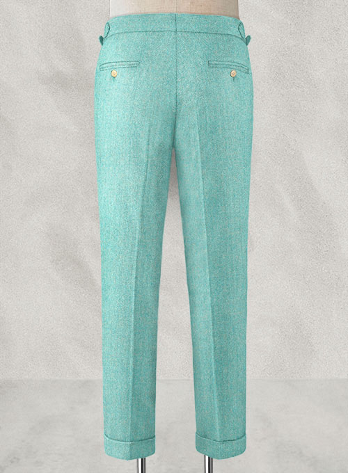Melange Aqua Blue Highland Tweed Trousers